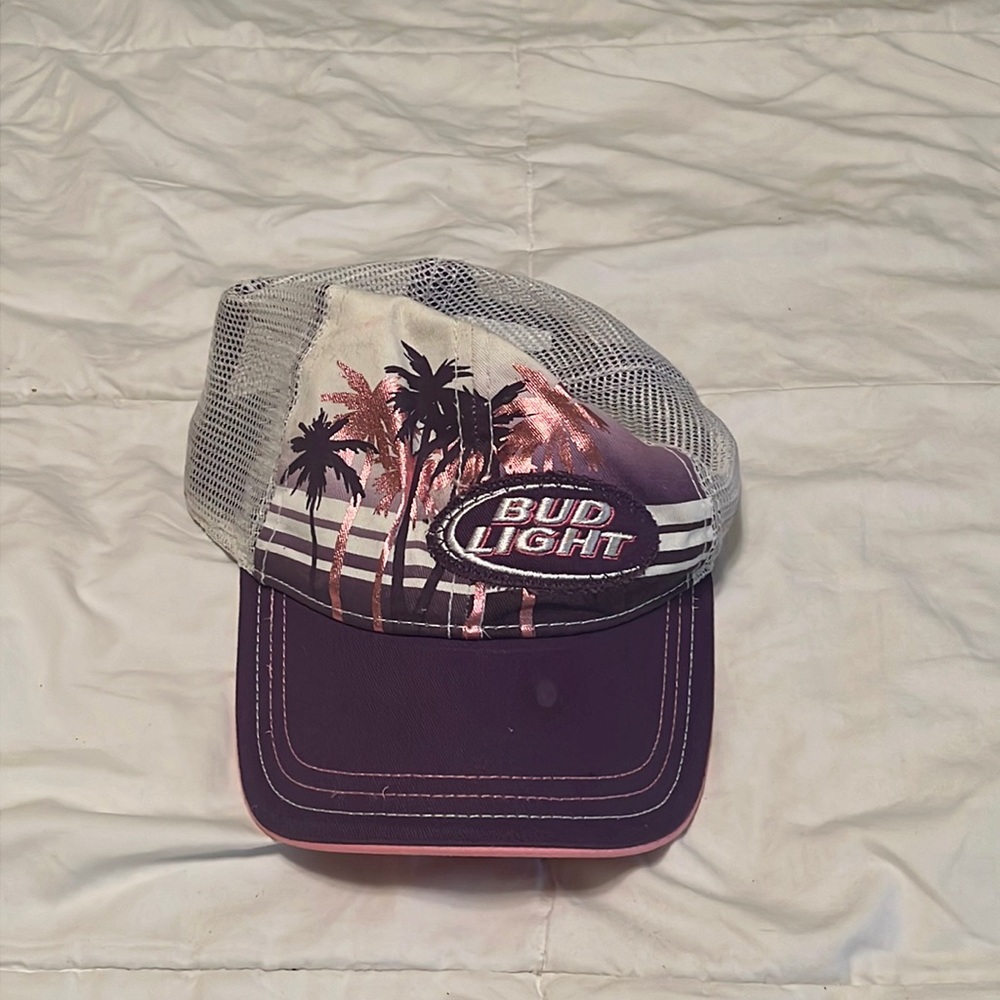 Pink and purple Bud Light trucker cap
